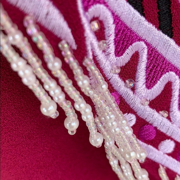 Bob Mackie Magenta Pink Wearable Art  Appliqué Blazer Jacket - Picture 8 of 12